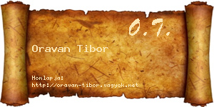 Oravan Tibor névjegykártya